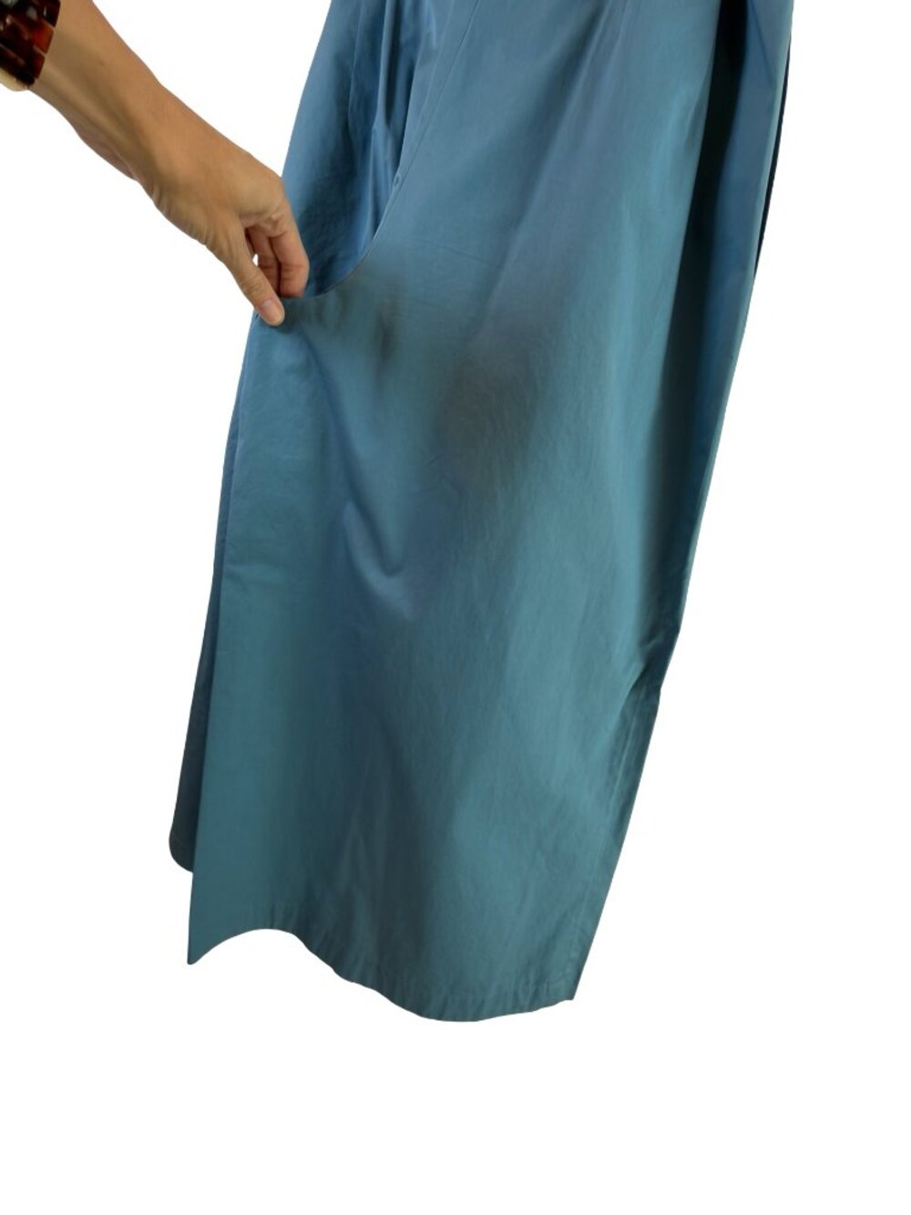 Zara Teal High Waist Pleated Wide Leg Paper Bag Waist Pockets Ankle Palazzo XL - Picture 8 of 12
